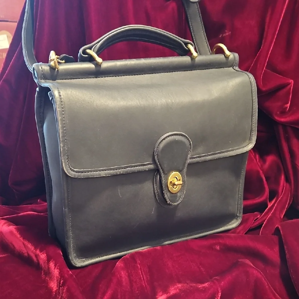 Vintage Coach Blue Leather Handbag - Picture 1 of 16